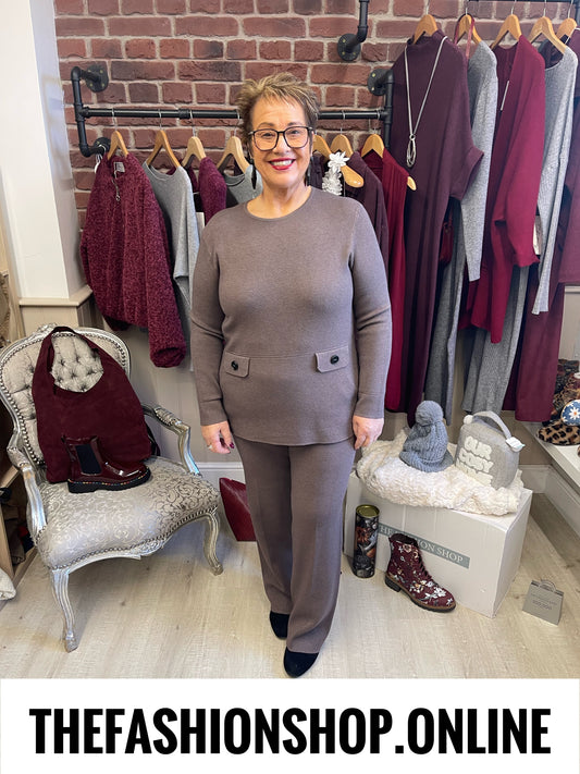 Tasha dark mocha cashmere mix co-ord 10-16
