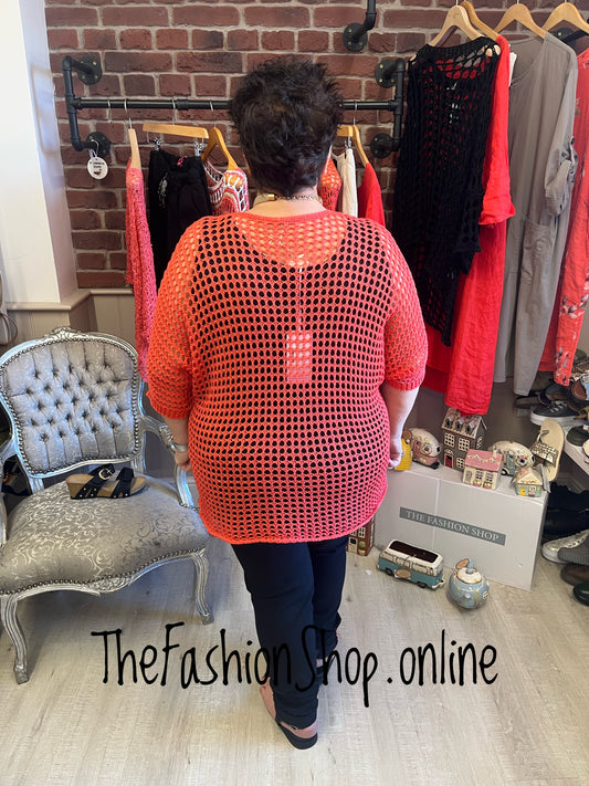 Alison coral crochet layering top 12-22