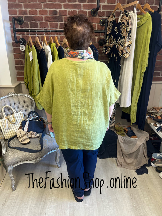 Harper olive linen top 16-22