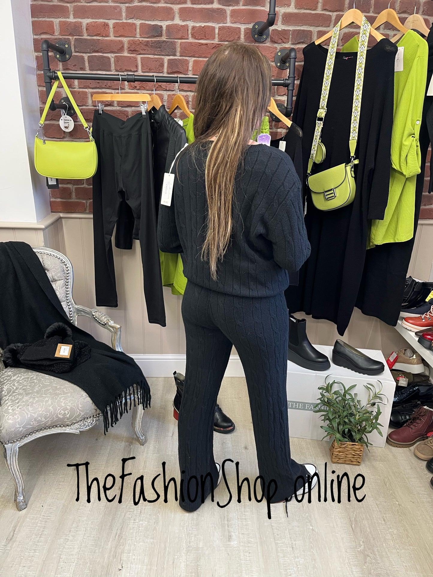 Amber black cashmere mix co-ord 10-14