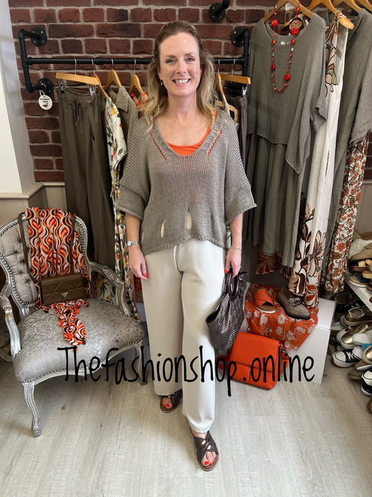 Lara mocha loose knit jumper 8-16