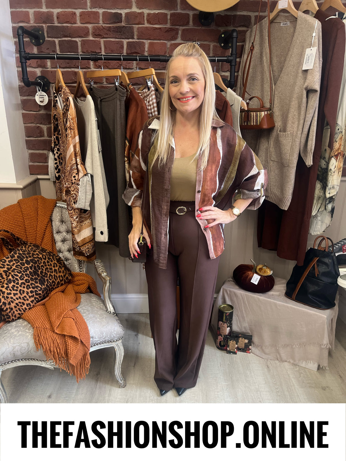 Blake brown stripes sheer blouse 10-18