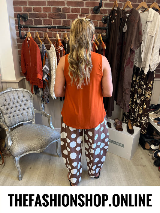 Francesca brown spot balloon trousers 8-14