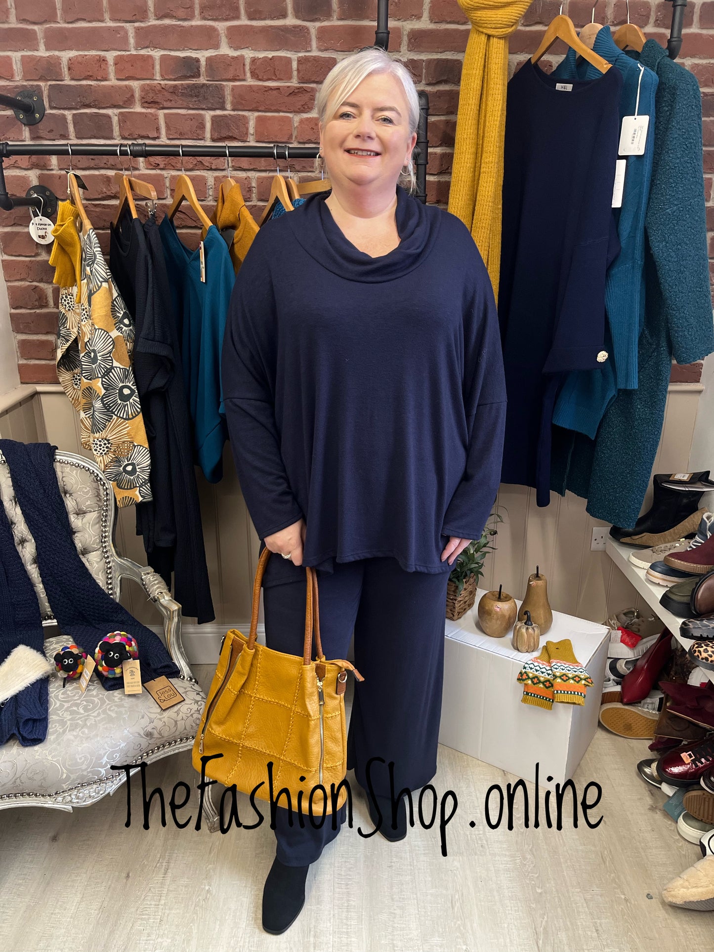 Athena Navy Soft Cowl Neck Tunic 18-24