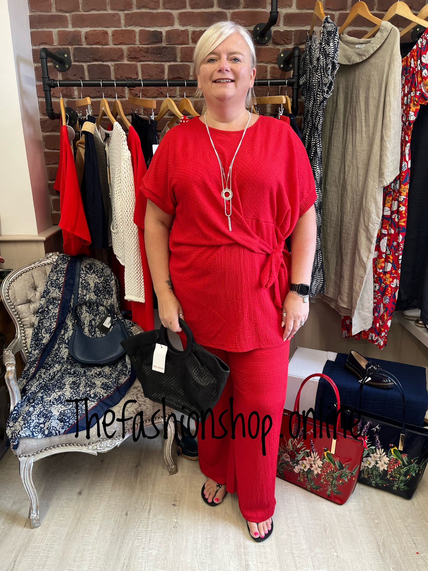 Lois red side tie co-ord 12-20