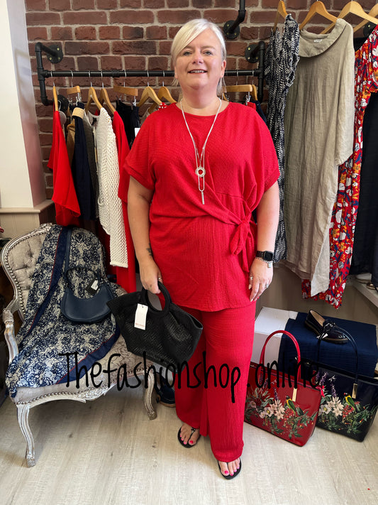 Lois red side tie co-ord 12-20