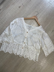 Sienna off white lace blouse 8-16