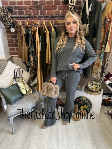 Amber khaki cashmere mix co-ord 10-14