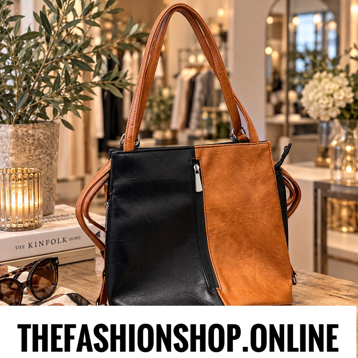 The Milano Multi Way Bag in Tan and Black