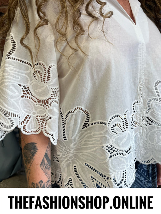 Colette lace detail white shirt 10-14