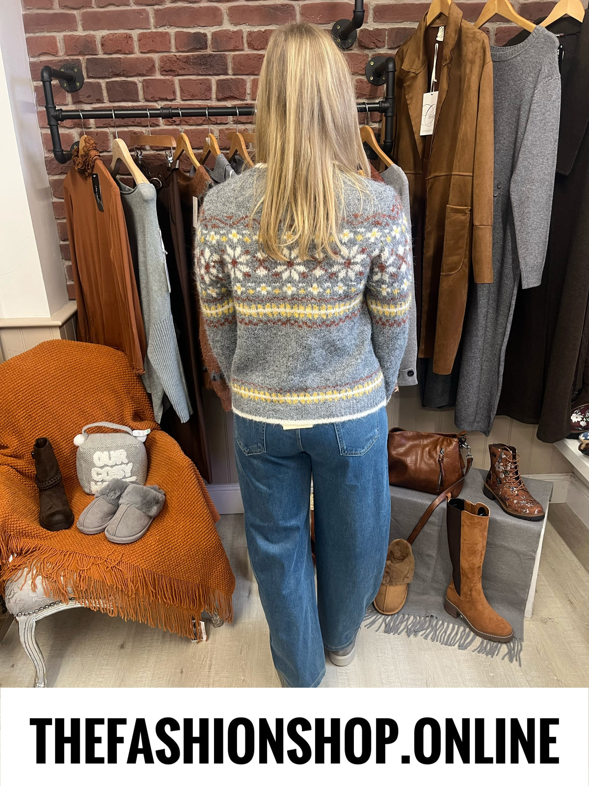 Terri grey Fair Isle wool mix jumper 10-16