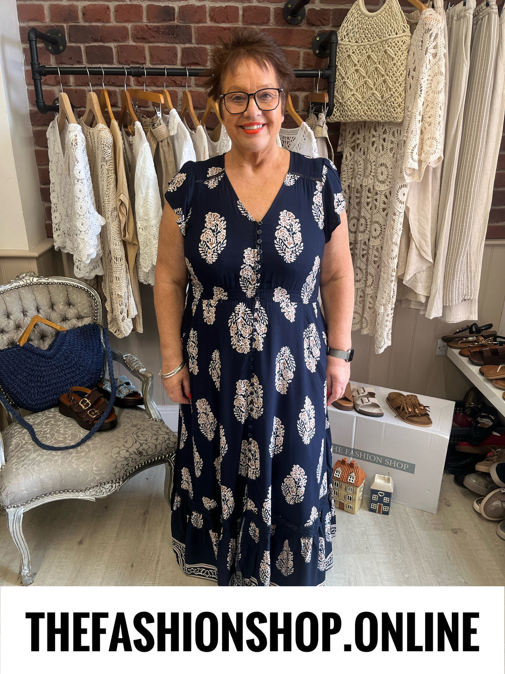 Stella Morgan Boho Block Print Maxi Dress sizes 12-22