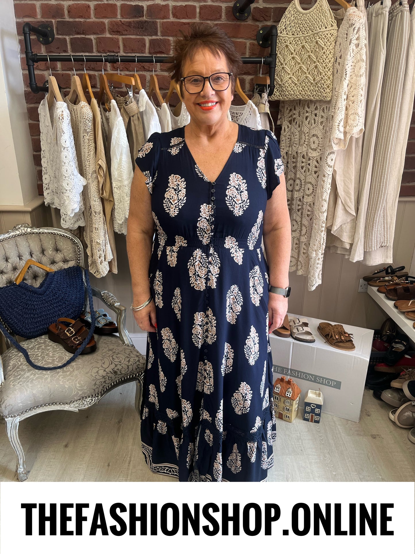 Stella Morgan Boho Block Print Maxi Dress sizes 12-22
