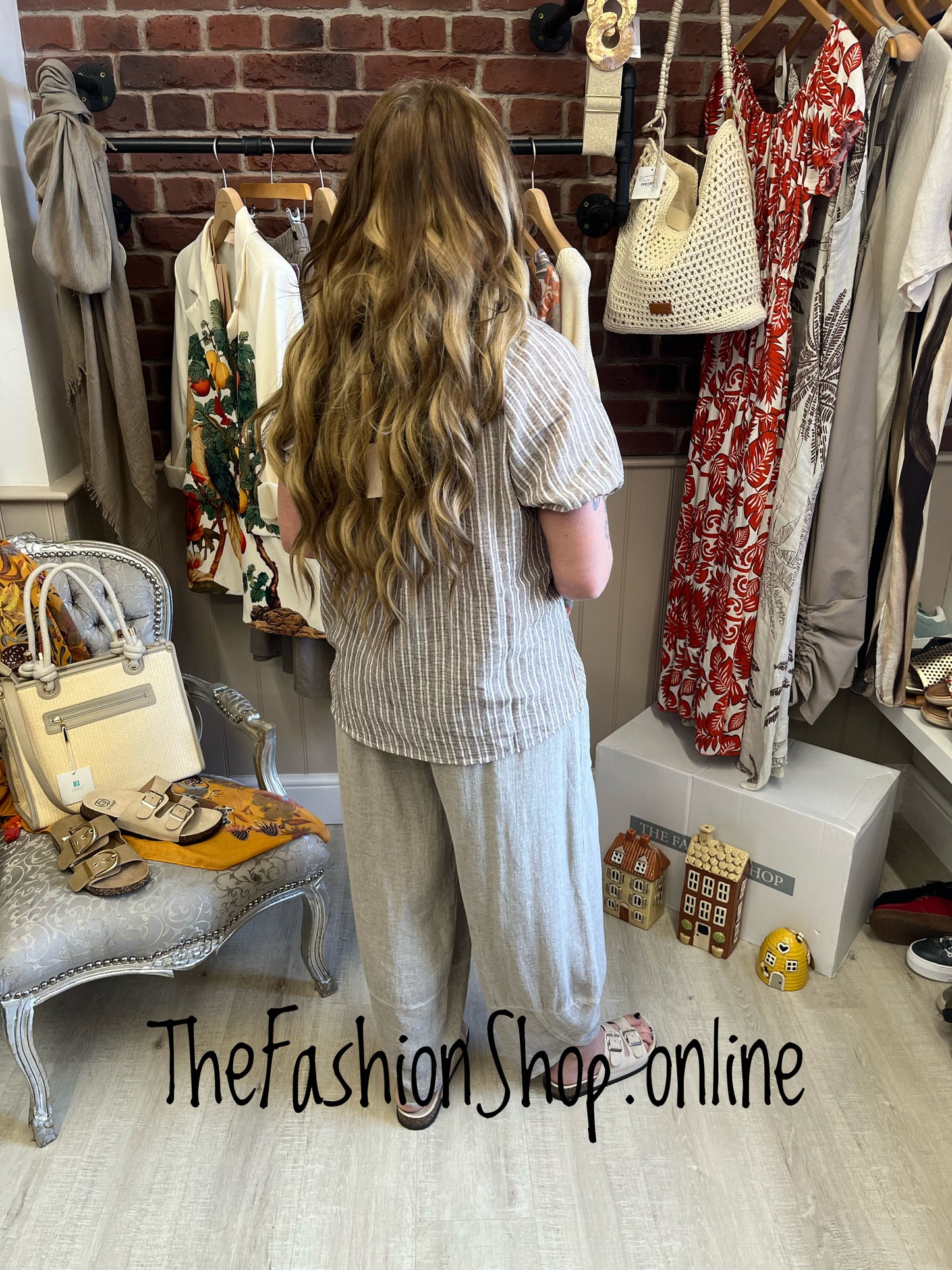 Fran mocha striped top sizes 12, 14 and 16