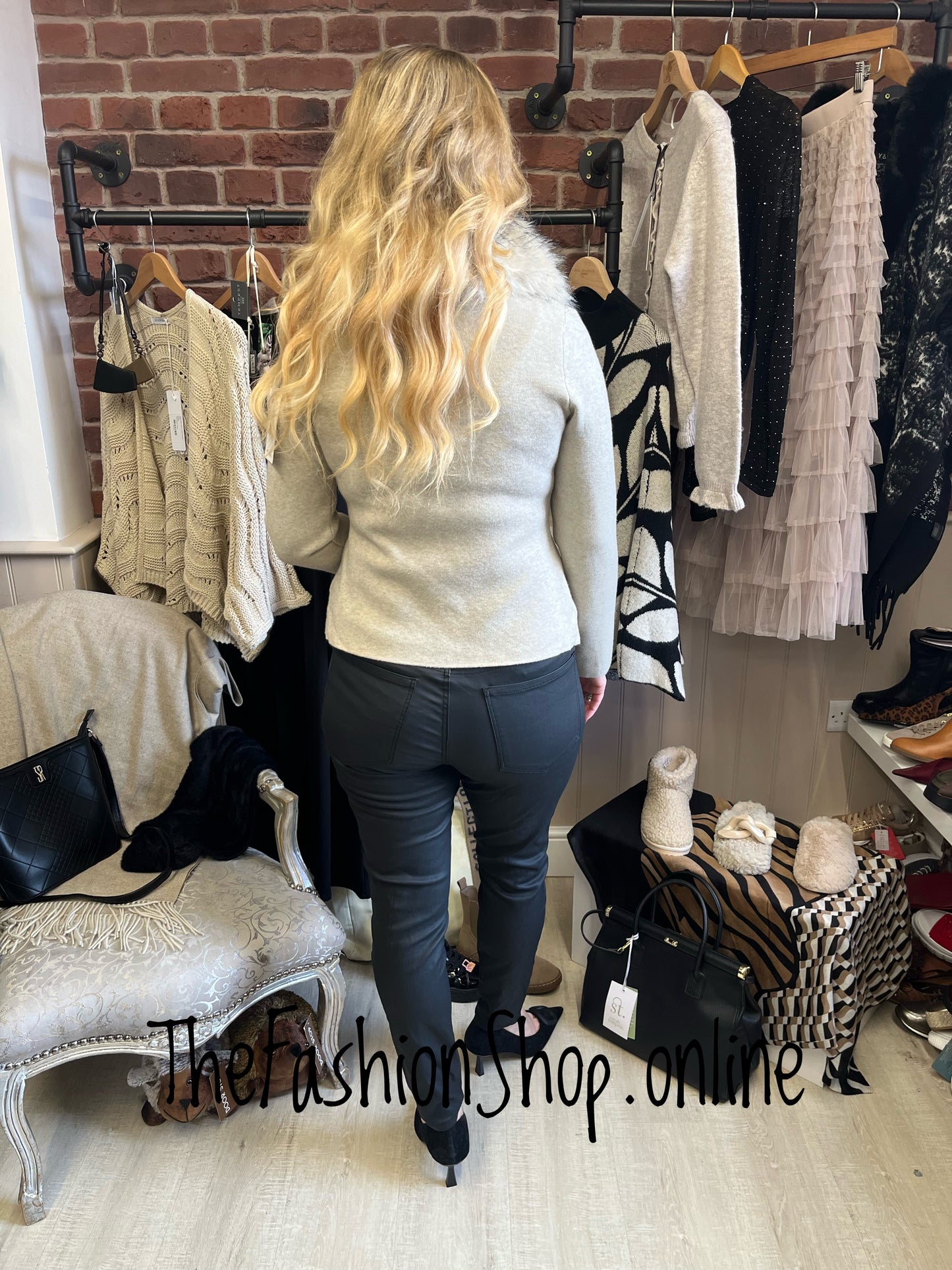 Heather beige faux fur collar coatigan 8-12