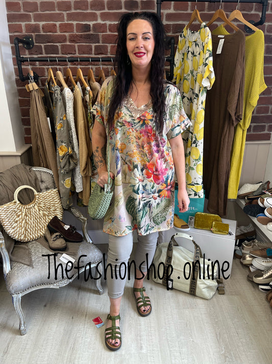 Millie floral shimmer tunic dress 10-18