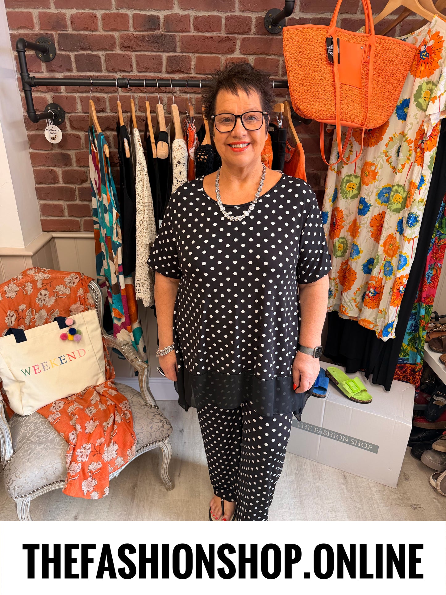 Luna black polka dot trousers 14-20