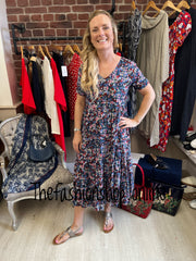 Multicoloured ditsy tiered dress sizes 10-16