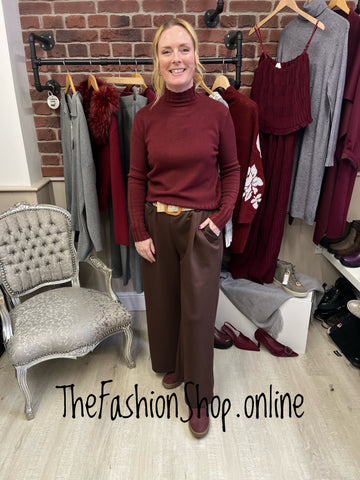 Poppy wine ribbed hem jumper 8-16