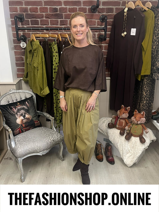 Eva brown faux suede top 10-16