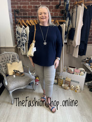 Luna navy wool mix jumper 14-22