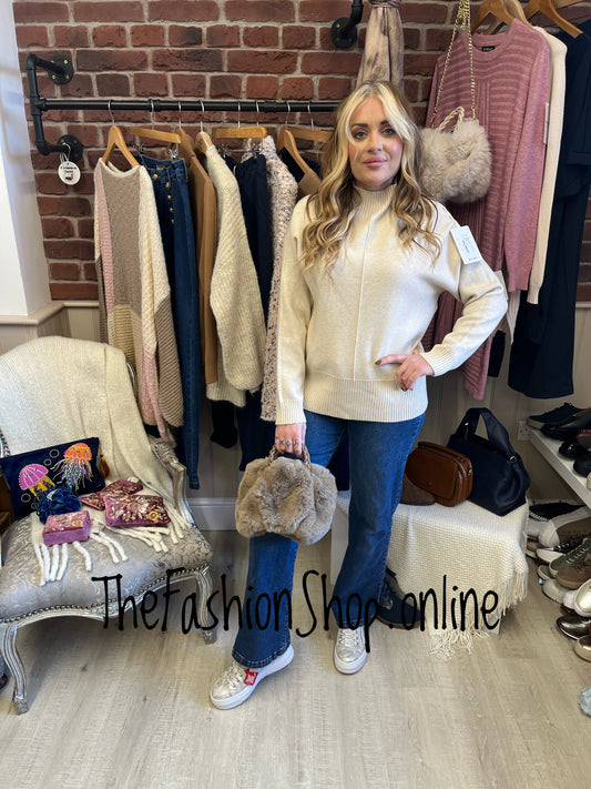 Megan beige cashmere mix jumper 10-16