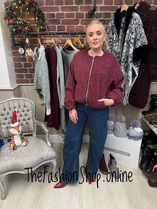 Carolyn wine boucle bomber jacket 8-14