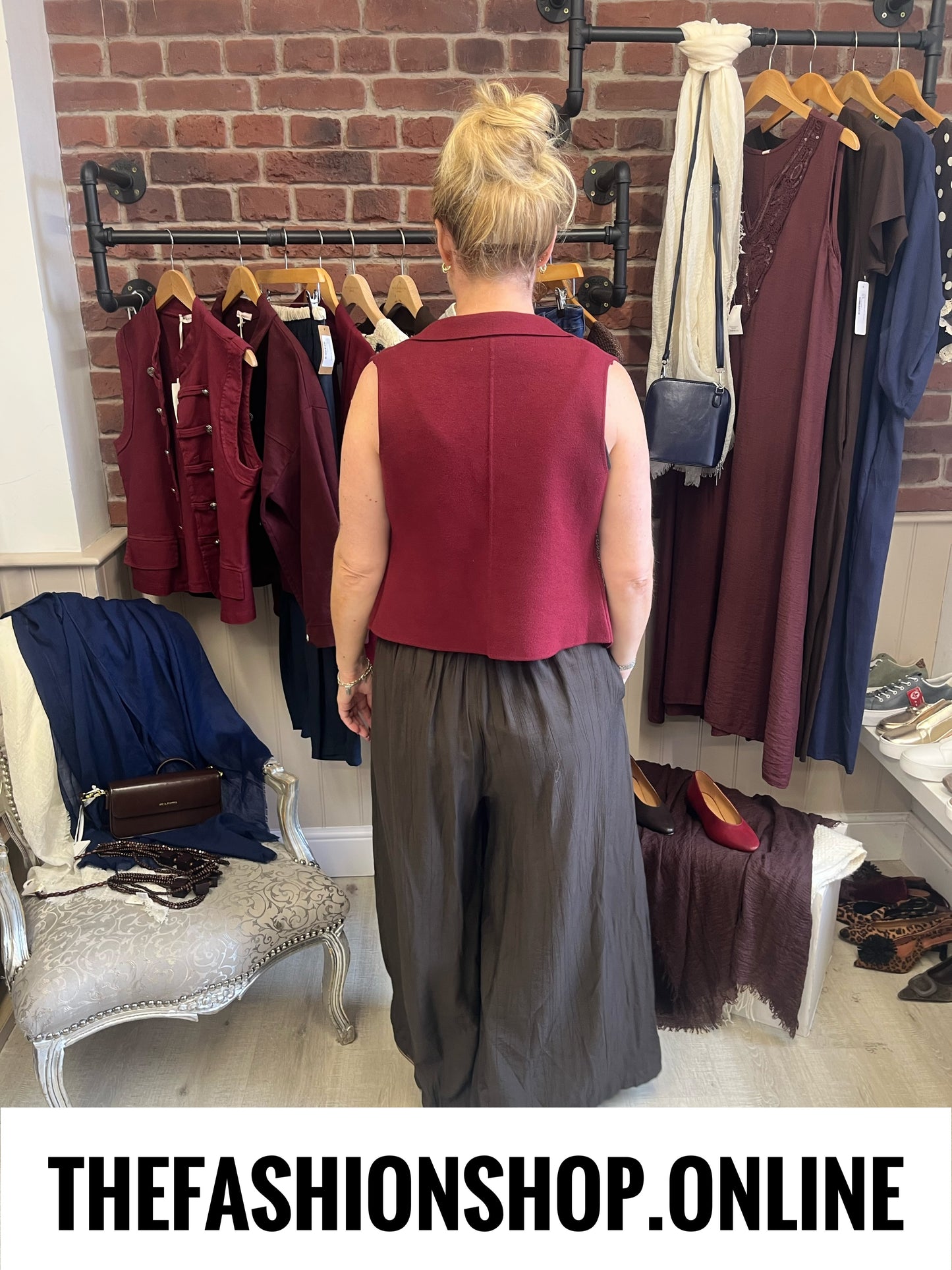 Maria wine knitted waistcoat 8-12