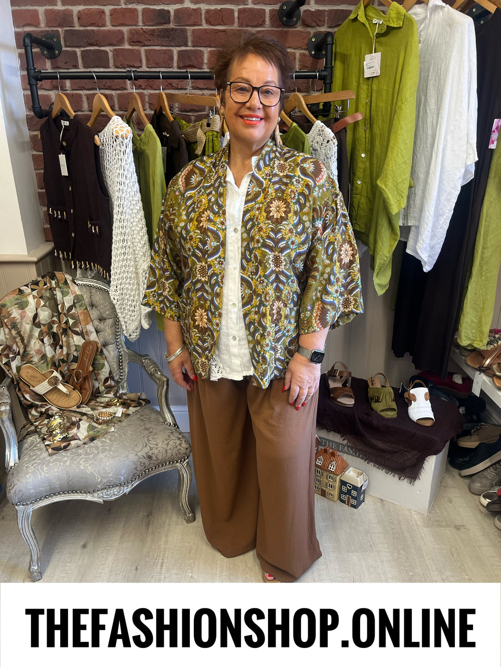 Mandy mustard and olive printed boho jacket 14-20