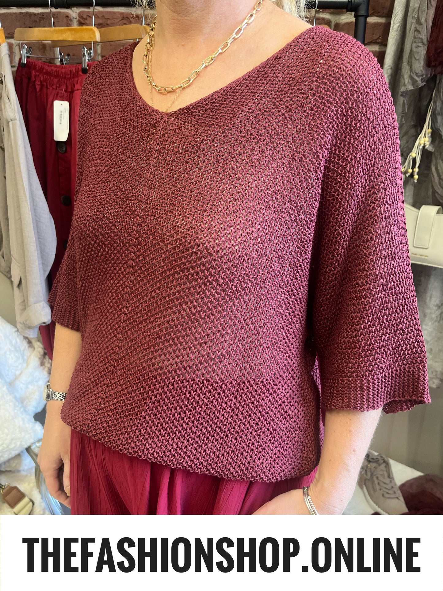 Brooke wine knitted jumper 8-14