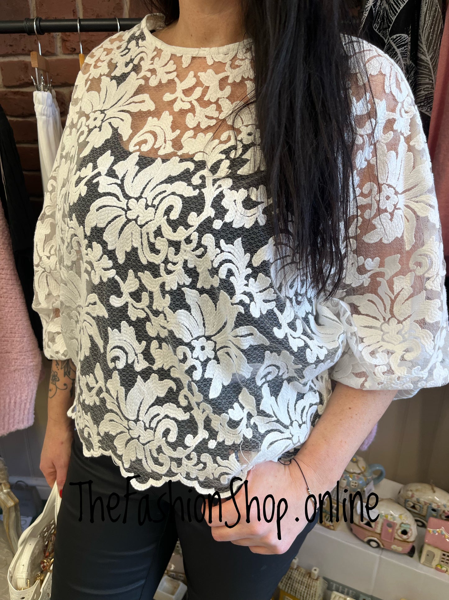 Rosalyn white lace top 12-18