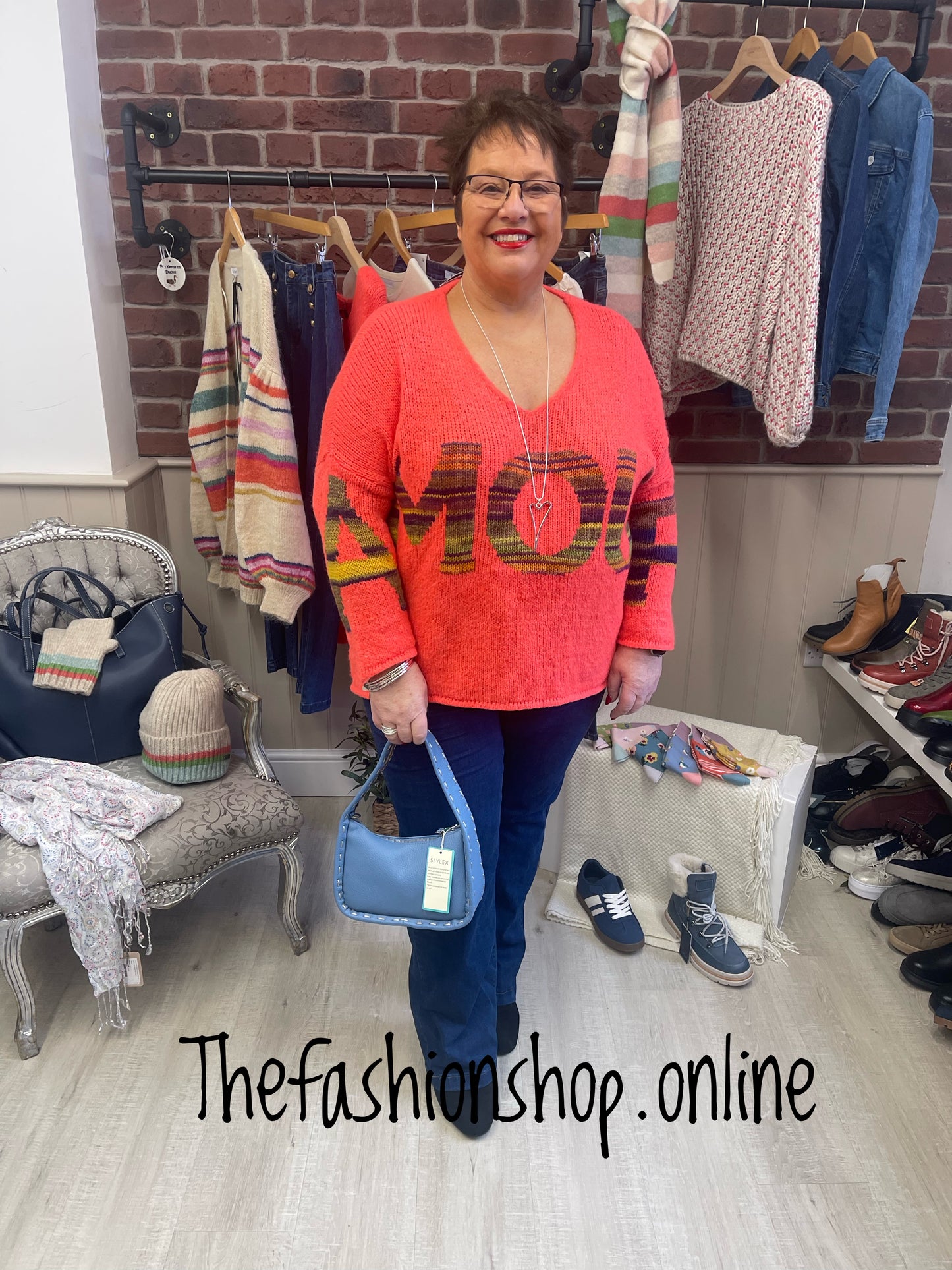 Phoebe coral Amour wool mix jumper 12-20