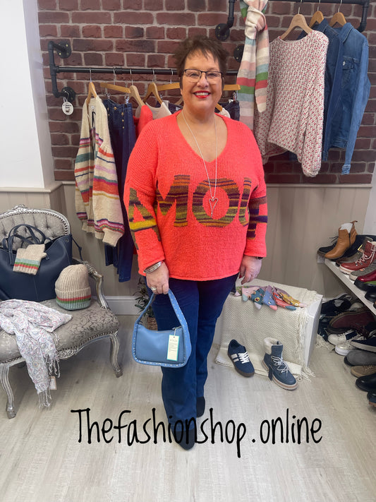 Phoebe coral Amour wool mix jumper 12-20