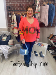 Phoebe coral Amour wool mix jumper 12-20