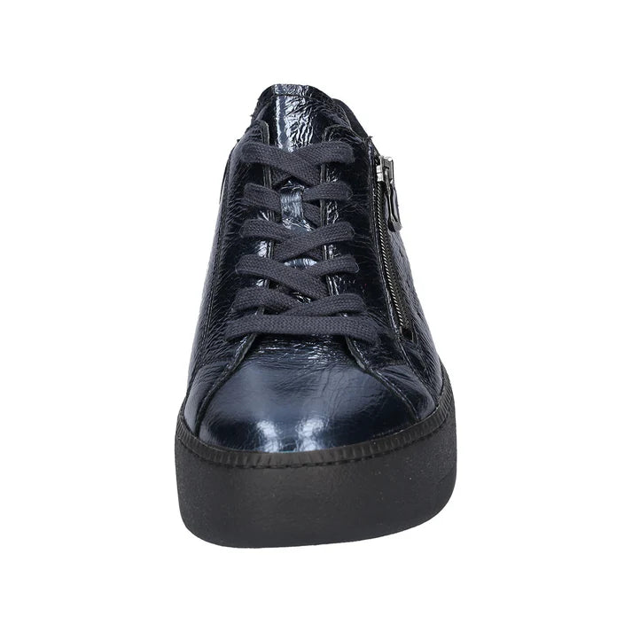 Navy wide fit Waldlaufer lace up with side zip leather trainer sizes 4-8