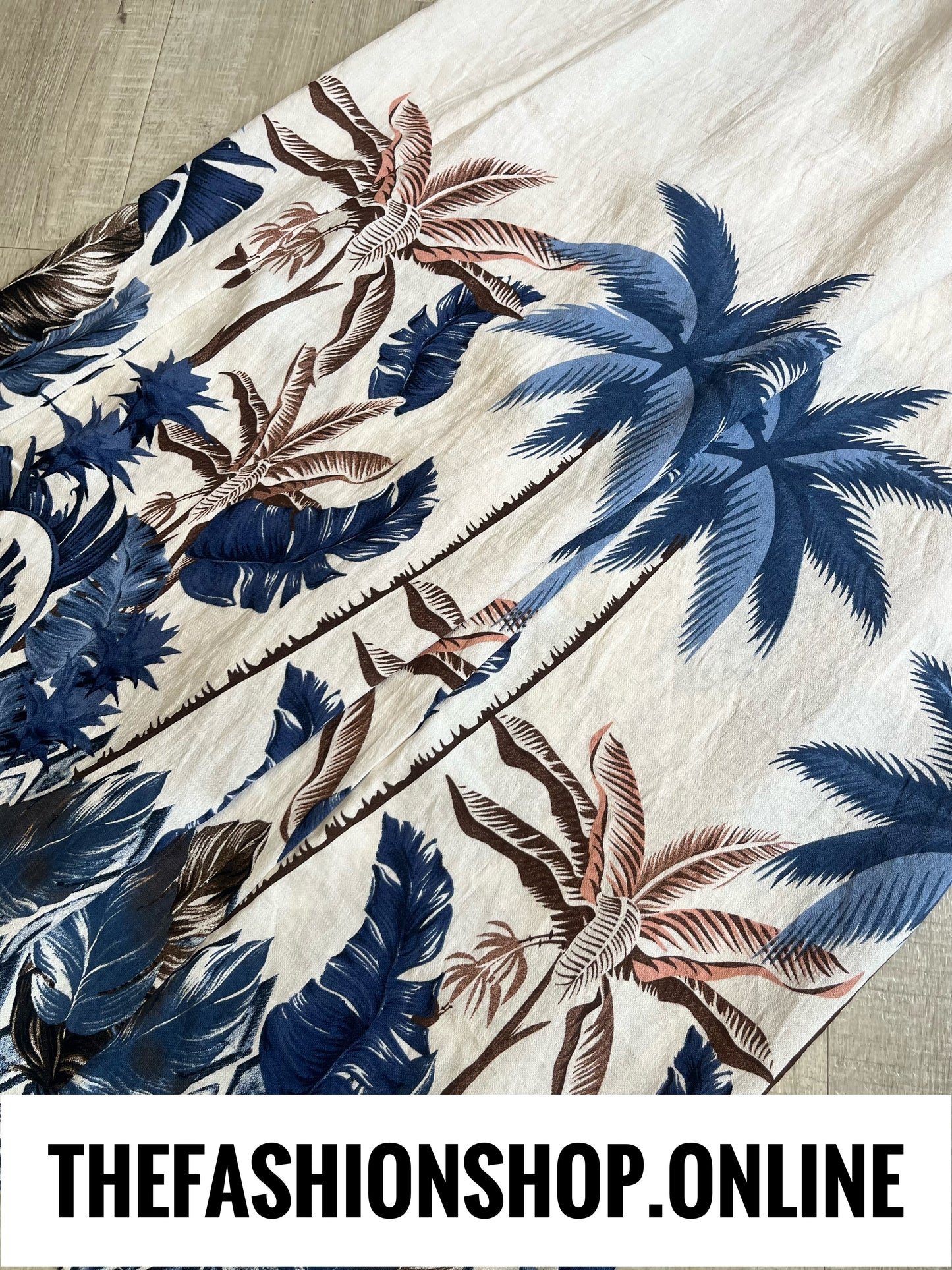 Wendy blue and cream palm leaf trousers 8-14