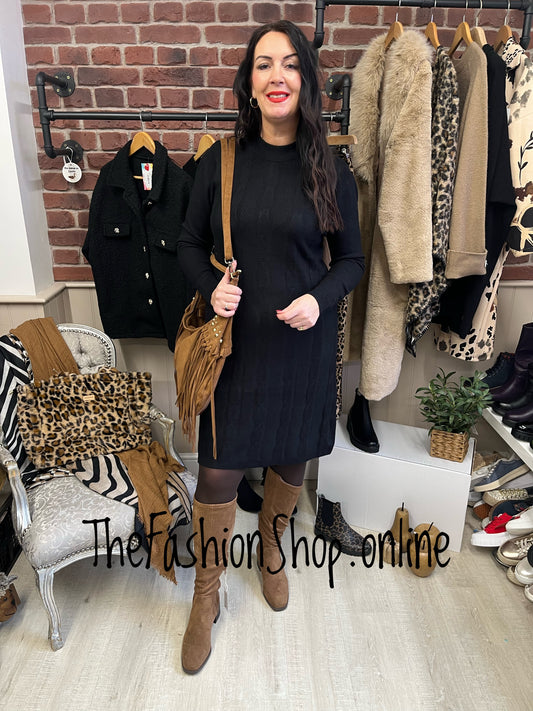 Esther black cashmere mix jumper dress 12-16