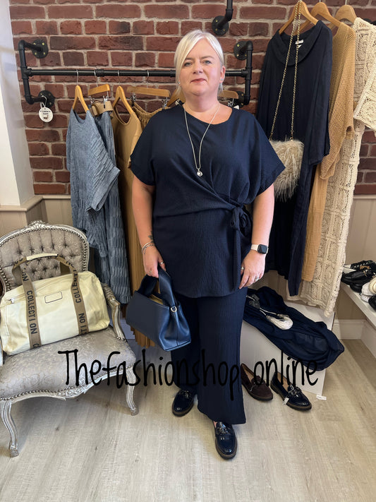 Lois navy side tie co-ord 12-20