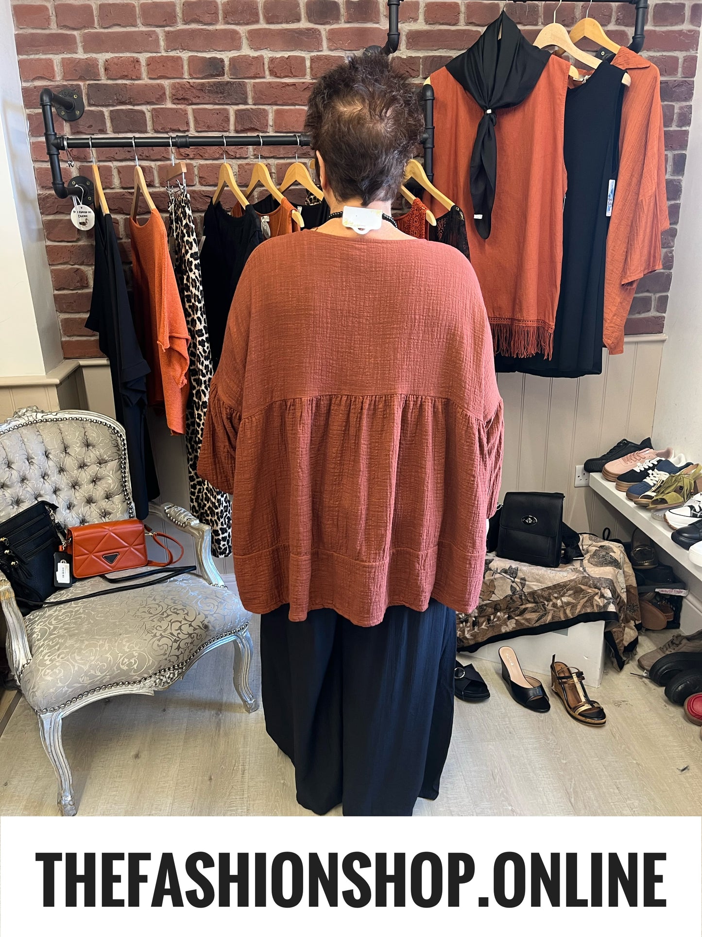 Lydia cinnamon cheesecloth top 14-20