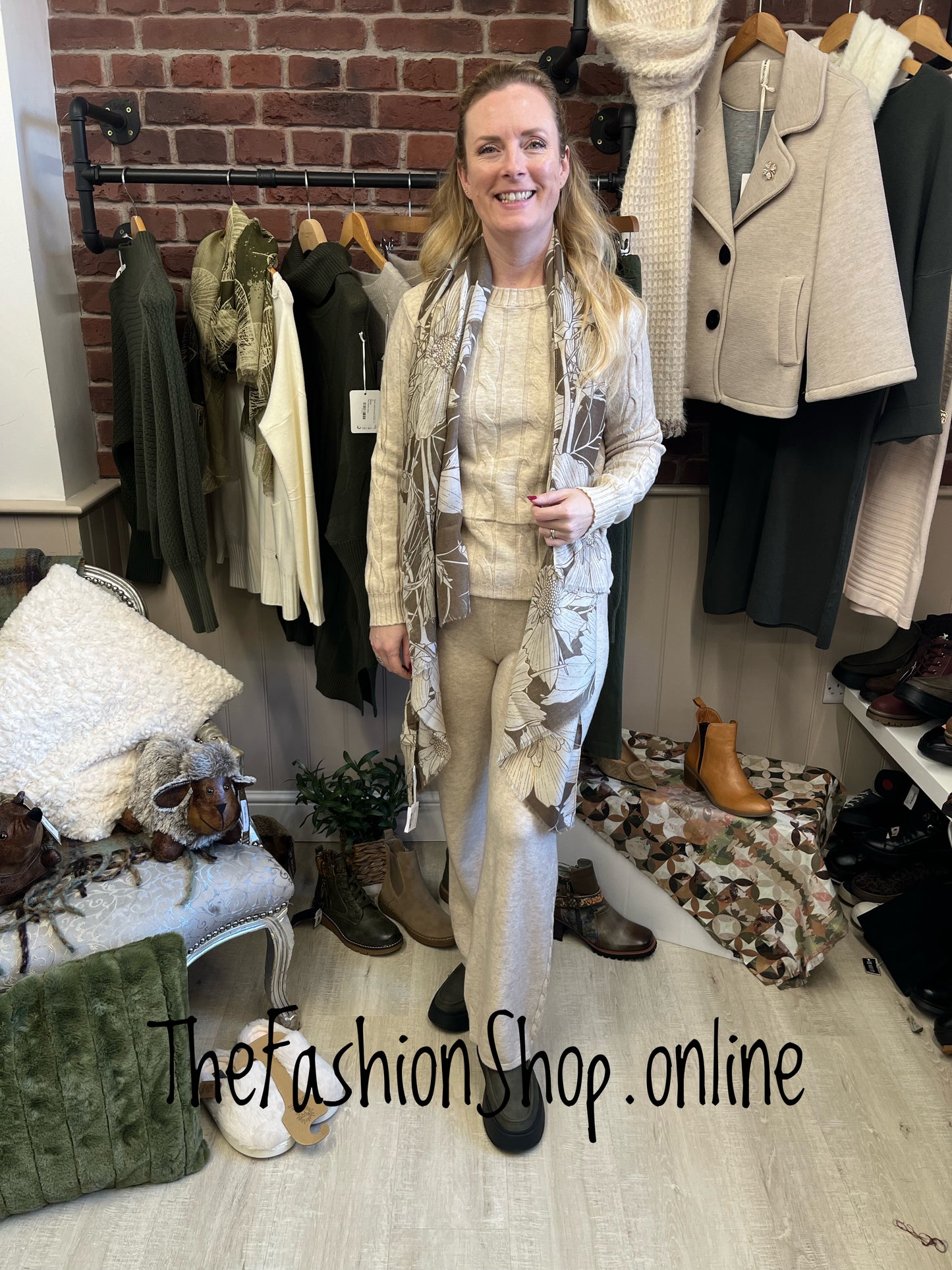 Lily beige cable knit co-ord 8-16