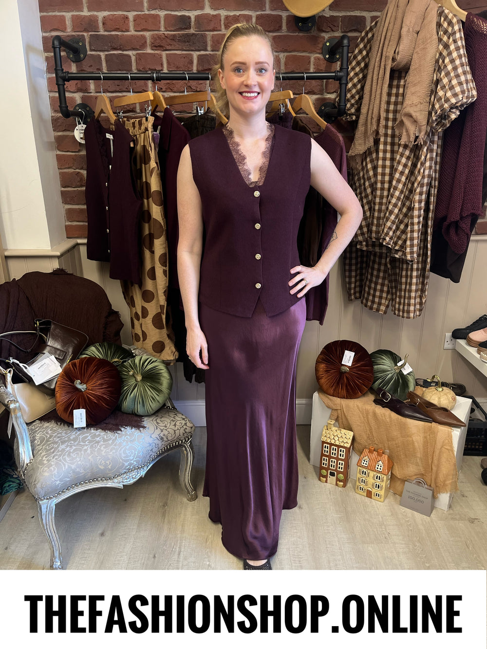 Skyla mulberry knitted waistcoat 8-14