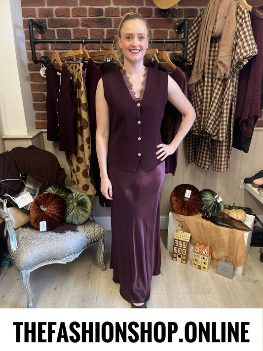 Skyla mulberry knitted waistcoat 8-14