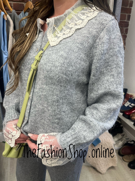 Marlene grey wool mix cardigan 10-14 and 16-18