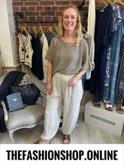 Hattie cream textured trousers 8-16
