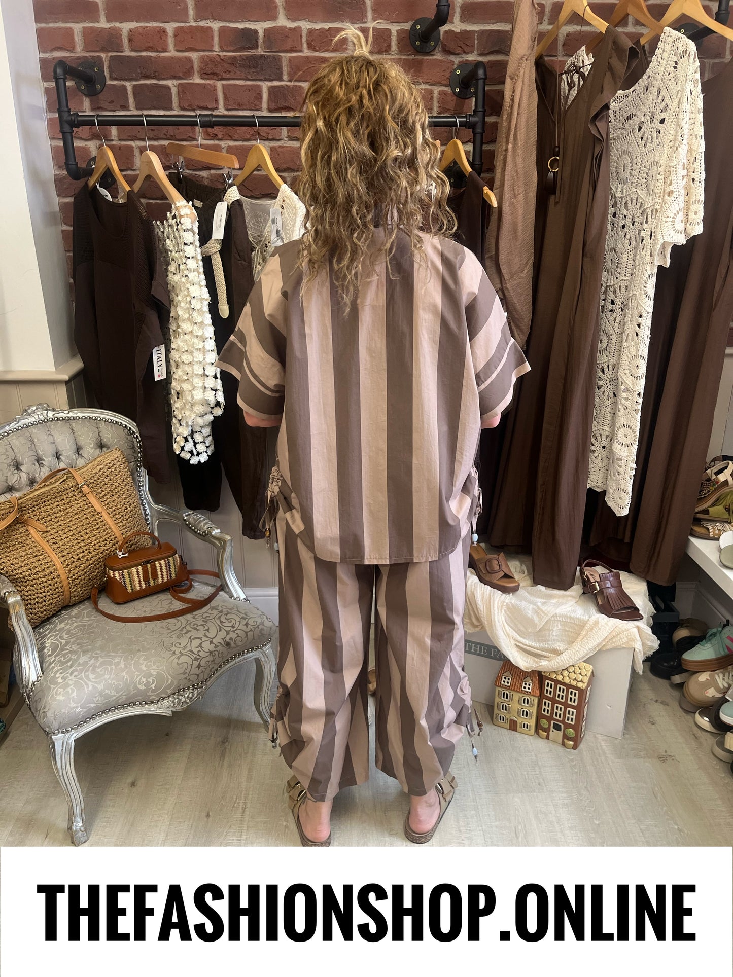 Sophie brown and mocha striped shirt 12-18
