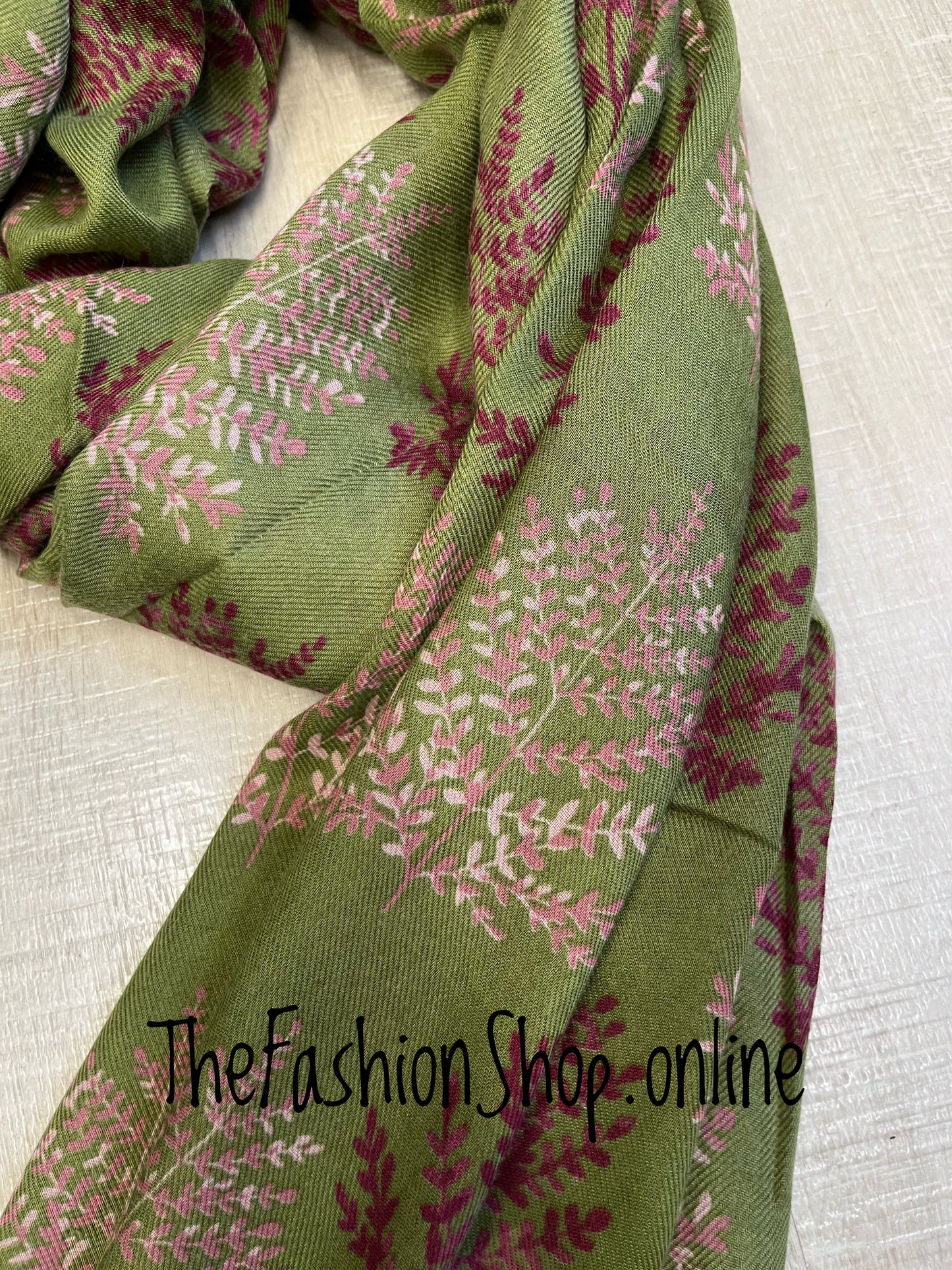 Autumn Branches in Olive Scarf