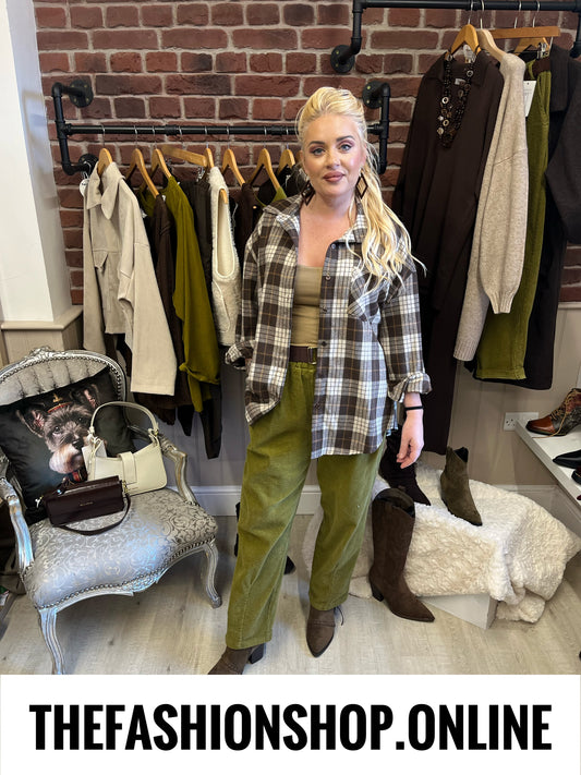 Louisa olive jumbo cord trousers 10-18