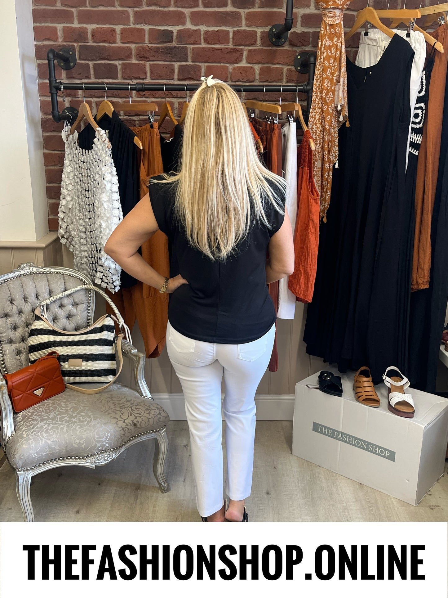 Jocelyn black draped neck top 8-14