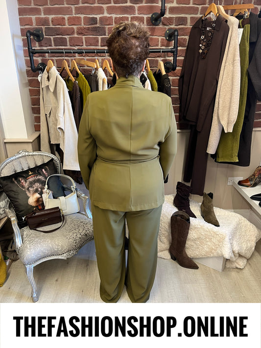 Arabella olive trouser suit 12-16