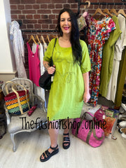 Erin olive linen dress 12-16